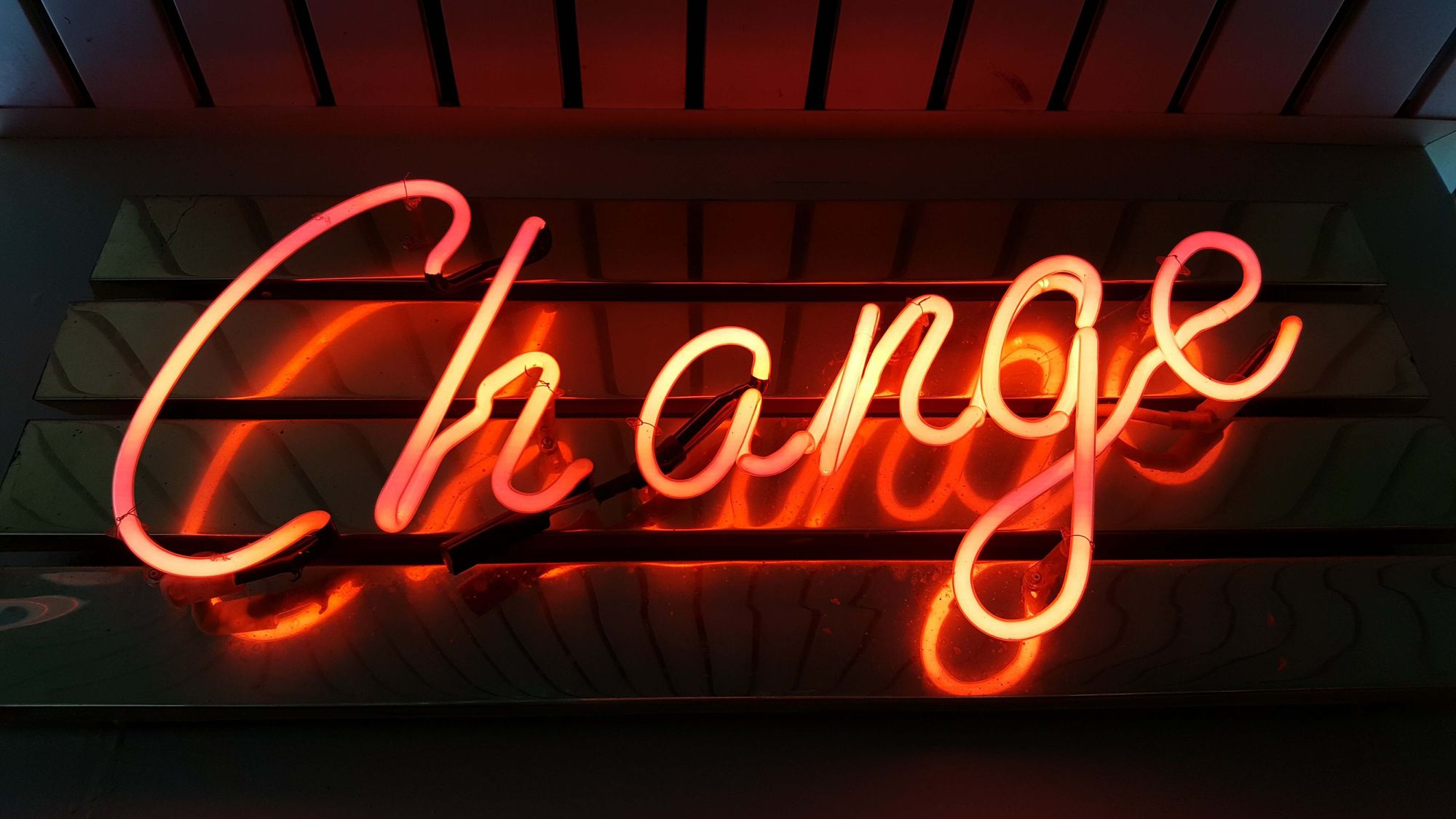 A neon 'change' sign 