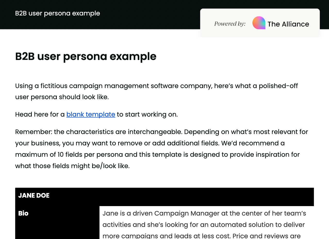 B2B buyer persona example template