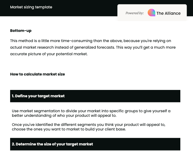 market sizing template