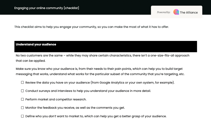 Engaging your online community [checklist]