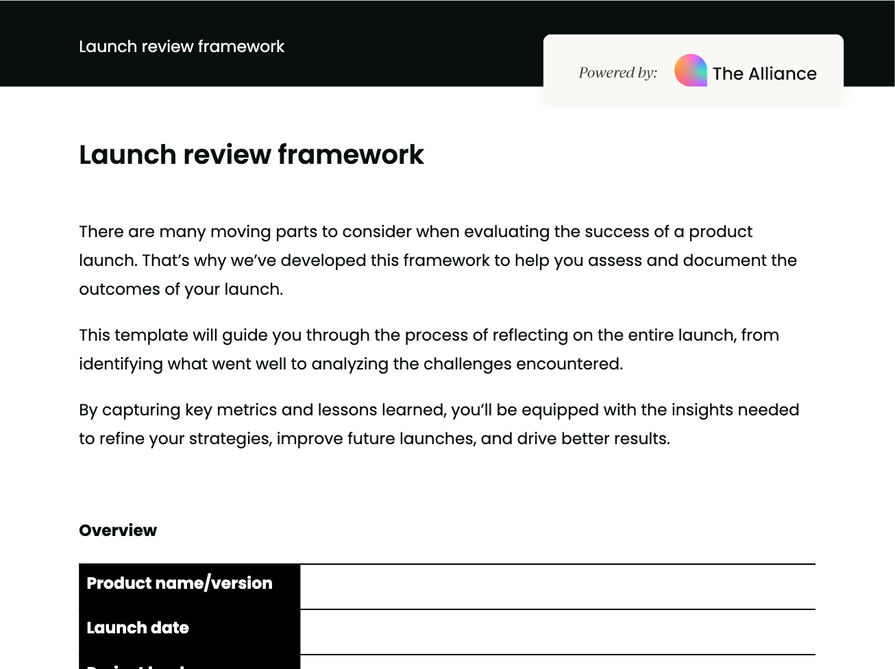 Launch review framework