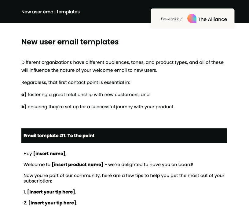 New user email templates