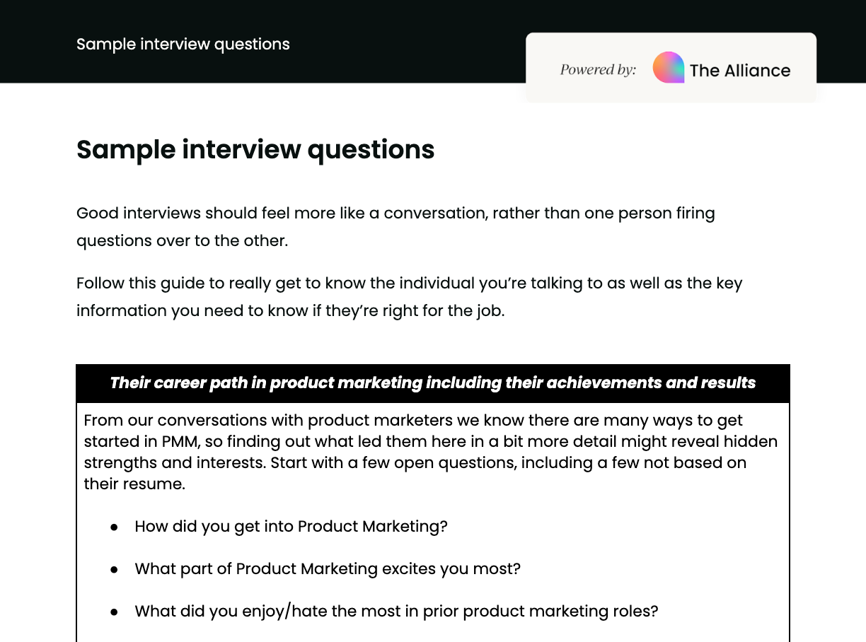 Product marketing sample interview questions  