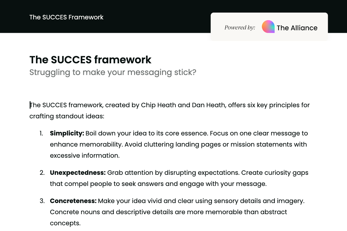 SUCCES framework