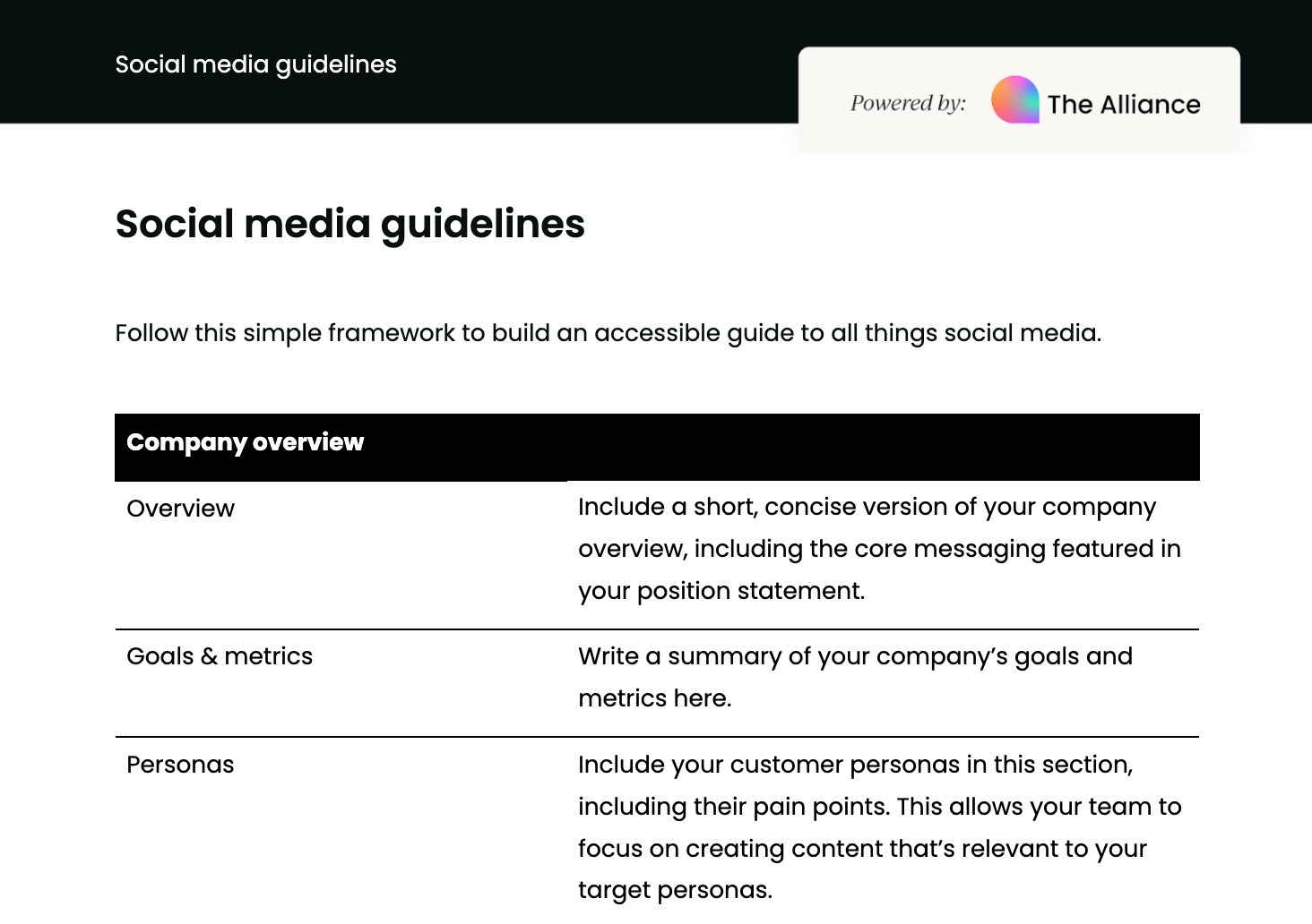 Social media guidelines template