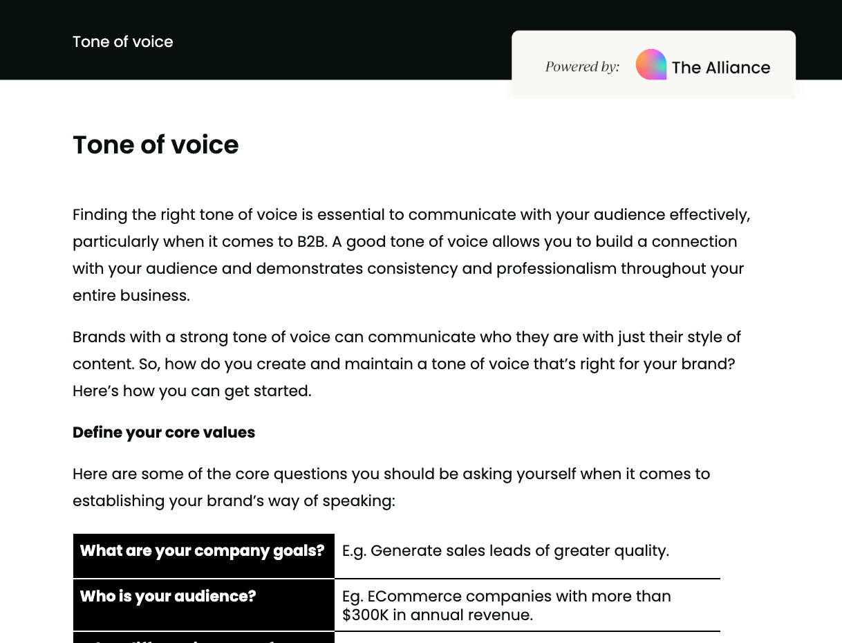 tone of voice template