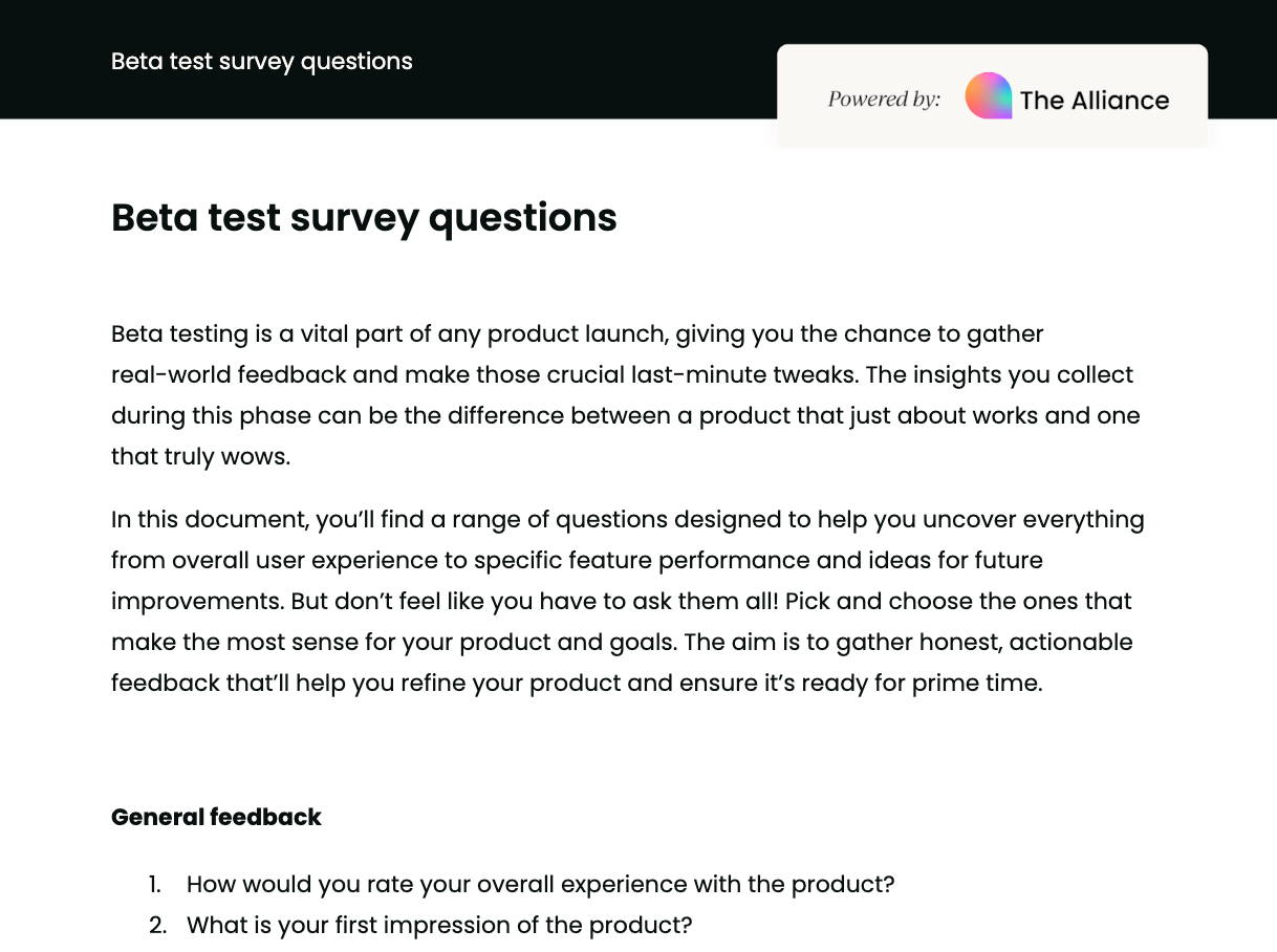 beta test survey template