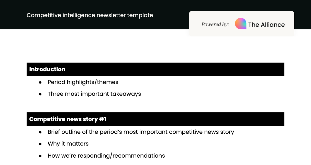 competitive intelligence newsletter template