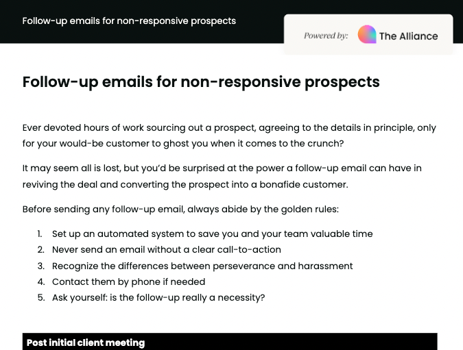 Non-responsive prospect follow-up emails template