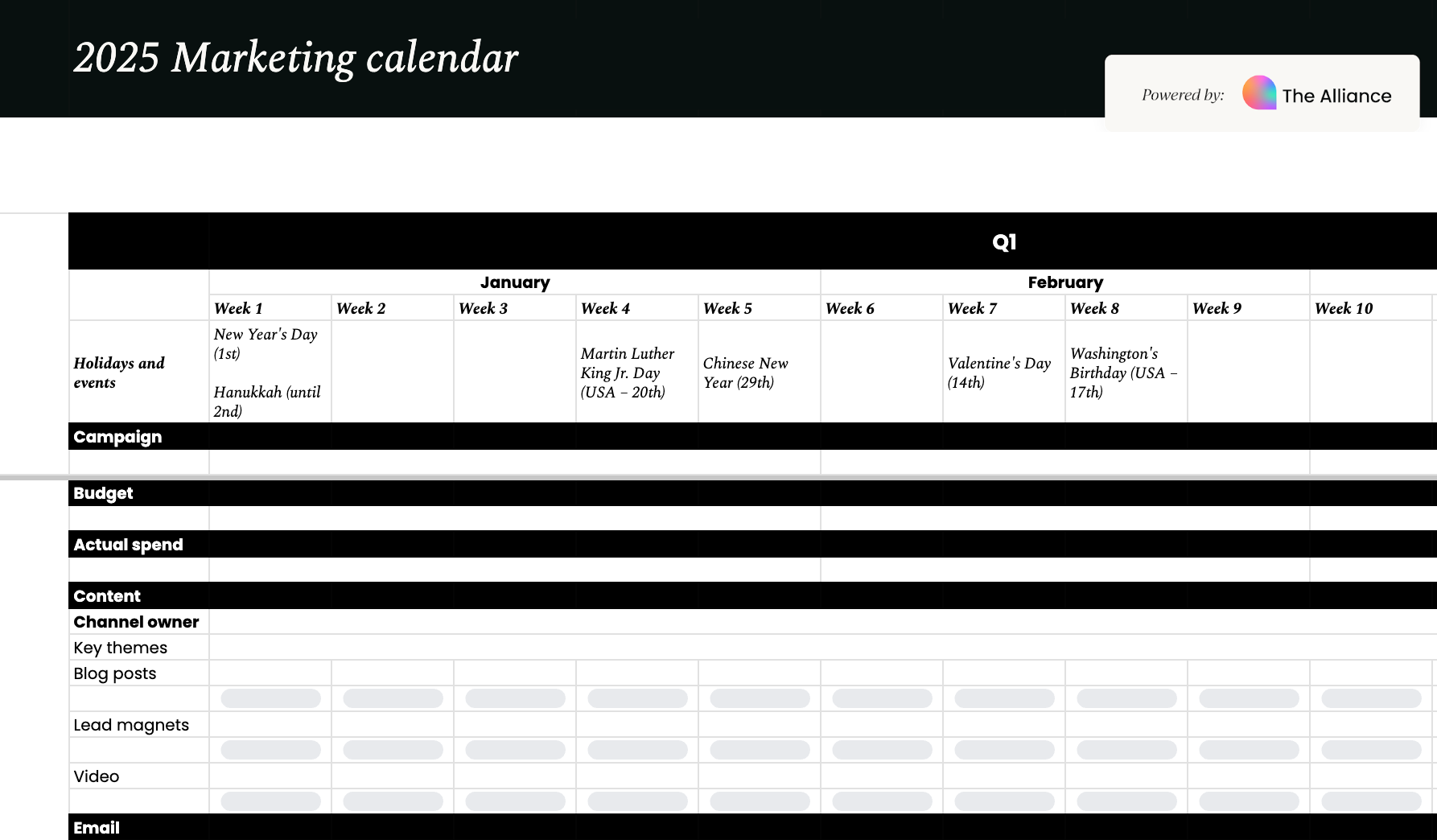 marketing calendar template