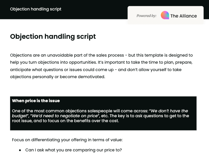 objection handling script