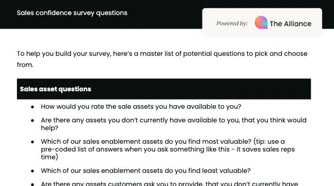 Sales confidence survey questions